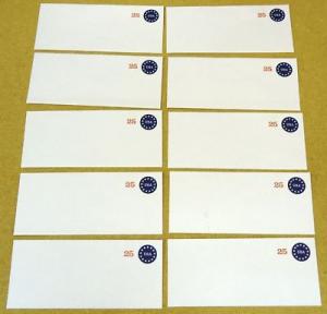 U615 25c U.S. Postage Envelopes Set of 10