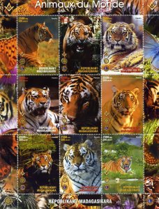 Malagasy 1999 Freemasonry/Lions/Rotary/Tigers Sheetlet (9)  Perforated MNH