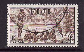 Fiji-Sc#B1- id9-used 1p + 1p KGVI semi-postal-1951-