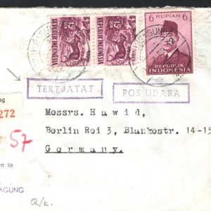 INDONESIA Air Mail Cover *TULUNGAGUNG* Registered 6r30s Rate 1959 Berlin  MA1093