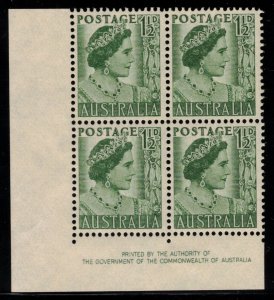 AUSTRALIA 1950 1½d Queen Elizabeth, Commonwealth Block; Scott 230, SG 236; MNH