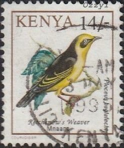 Kenya #606 1993 14shill. Reichenow's Weaver USED-Fine-NH.