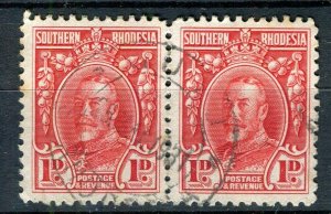 RHODESIA; 190s early GV Admiral issue fine used 1d. Pair