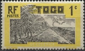 Togo 216 (mnh) 1c coconut grove, yel & black (1924)