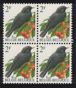 Belgium Blackbird Bird Buzin 'Merle Noir' 2f Block of 4 1992 MNH SC#1433