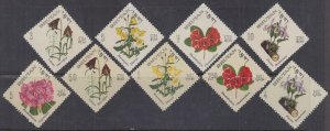 BHUTAN Sc# 85-85H CPL MNH SET of 9 DIFFERENT FLOWERS