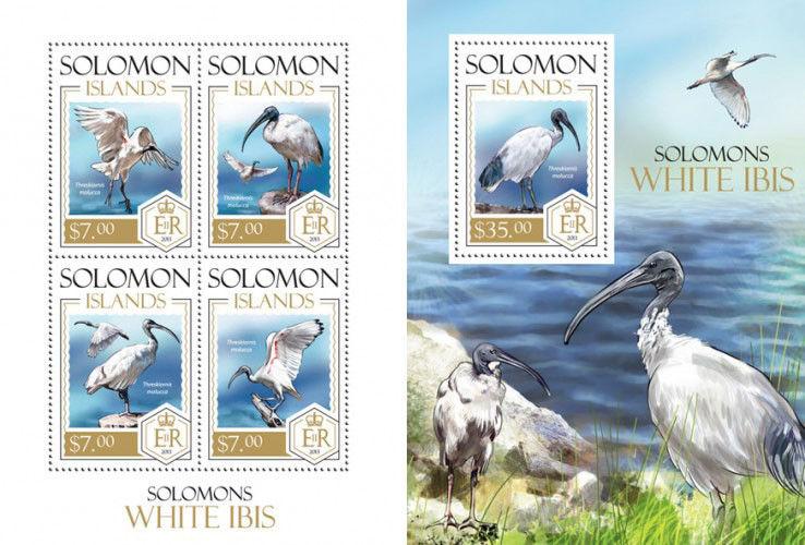 White Ibis Birds Vögel Animals Fauna Solomon Islands MNH stamp set