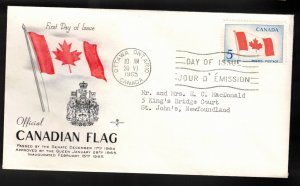 CANADA FDC Scott # 439 - Canada's New Flag - Rose Craft Cachet