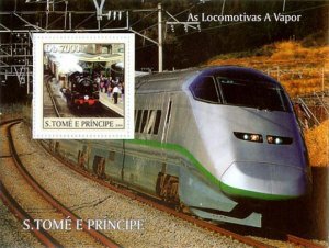 St Thomas & Prince Islands - Trains On Stamps ST4D05-08