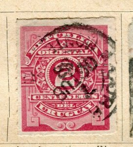 URUGUAY; 1884 early classic rouletted issue fine used 2c. value