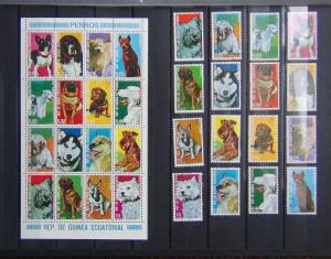 Equatorial Guinea 1974 Dogs set and Miniature sheet VFU