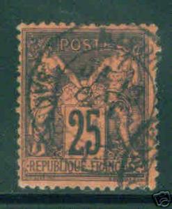 FRANCE Scott 93, Used stamp GREAT Color 1878 CV $20.00