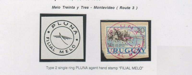 Baja vend O) 1961 URUGUAY, PLUNA FILIAL MELO, CAVALRY CHARGE SCT 674 20c-THE 