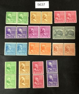 US STAMPS  #839-851 LINE PAIR MINT OG NH  LOT #5637