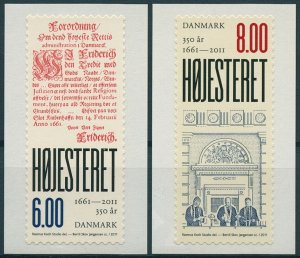 Denmark Stamps 2011 MNH Supreme Court 350th Anniv Law Legal 2v S/A Set