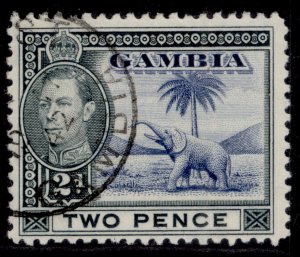 GAMBIA GVI SG153, 2d blue & black, FINE USED.