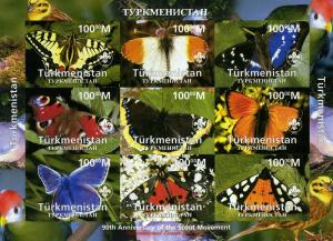 Turkmenistan 1998 BUTTERFLIES Sheet (9) Imperforated Mint (NH)