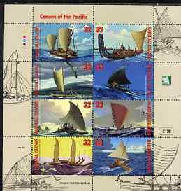 MARSHALL ISLANDS - 1998 - Pacific Canoes - Perf 8v Sheet - Mint Never Hinged