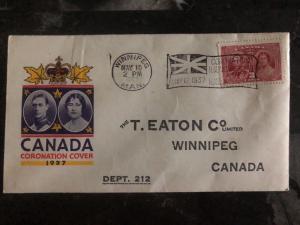 1937 Winnipeg Canada King George VI Coronation FDC First Day Cover Domestic