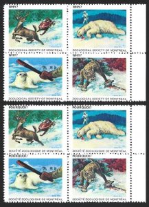 1967 Canada Animals Wildlife Protection Cinderella BLOCKS Set #cc4960.1-8 VF-NH-