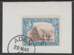 ADEN 1939-48 KG6 14a CAPTURE OF ADEN  on piece with MADAME JOSEPH  POSTMARK