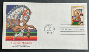 A CAROUSEL MENAGERIE #2391 OCT 1 1988 SANDUSKY OH FIRST DAY COVER (FDC) BX3-2