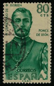 Espana, IV Centenario De FLORIDA, Ponce De LLEON, 80 Cts (2963-т)