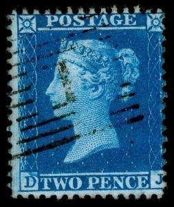 Sg34, 2d blue, LC14, FINE used, THICK PAPER. Cat UNLISTED. DJ