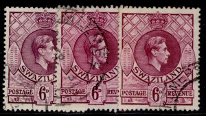 SWAZILAND GVI SG34a + 34b + 34c, 6d SHADE VARIETIES, FINE USED. Cat £16.