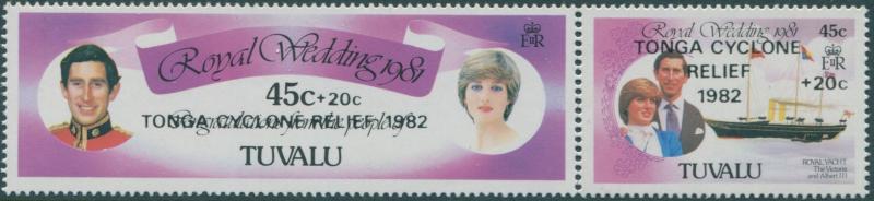 Tuvalu 1982 SG187-188 Royal Wedding Cyclone Relief surcharges set MLH