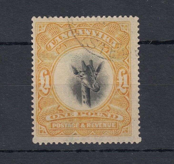 Tanganyika KGV 1922/25 £1 Orange Block Giraffe VFU JK78