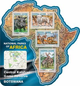 Sierra Leone 2016 MNH Central Kalahari Game Reserve 4v M/S Giraffes Lions Stamps 