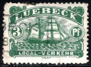 1888 Germany Local Post Luebeck 3 Pfennig Local - Verkehr Used Partial Cancel