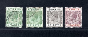 Cyprus, SC# 91-94,   VF, Used, King George V,  CV $5.40  .......1580100