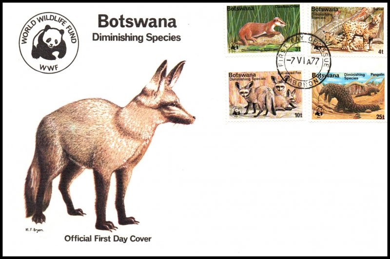 Botswana 182-185 Animals WWF U/A FDC