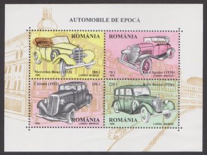 ROMANIA - 1996 CLASSIC CARS - MIN. SHEET MINT NH