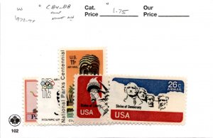 United States Postage Stamp, #C84-C88 Mint NH, 1972-74 Airmail (AE)