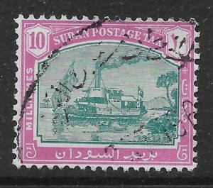 SUDAN SGD14 1948 10m GREEN & MAUVE POSTAGE DUE USED 