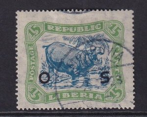 Liberia  #O145  cancelled  1923  overprint 15c hippopotamus