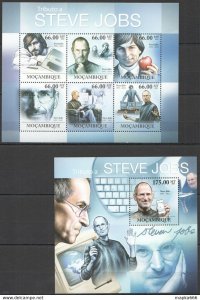 2011 Mozambique Great Inventor Apple Tribute To Steve Jobs Bl+Kb ** Bc1242