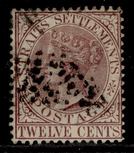 MALAYSIA - Straits Settlements QV SG67, 12c brown-purple, FINE USED. Cat £19.