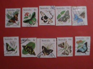 AUSTRALIA STAMP: 1983 SC#872-80 COLORFUL-BEAUTIFUL-LOVELY BUTTERFLY USED-LARGE