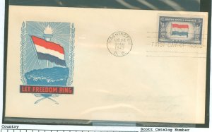 US 913 Netherlands Harry Ioor 1st day cachet address erased