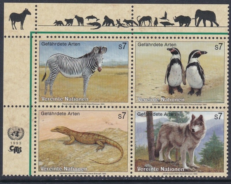146a United Nations Vienna Endangered Species Inscription Block MNH