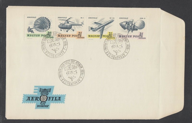 Hungary Sc 3169, C304-C305, CB30a FDC. 1967-89 issues, 3 cplt sets, unaddressed