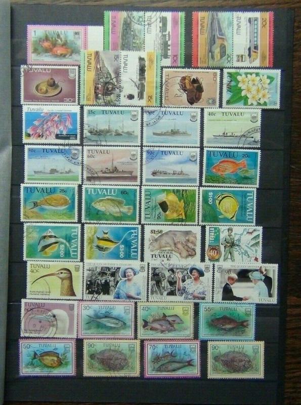 Tuvalu Range of Commemorative issues Ships Trains Fish  + others Used 