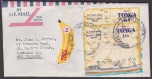 TONGA 1972 cover to New Zealand - mixed issue self adhesives................x521