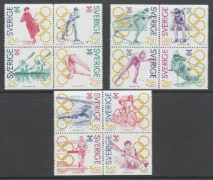 Sweden Sc 1894-1897, 1937-1940, 1953-1956, MNH. 1991-92 Olympics, cplt set, VF