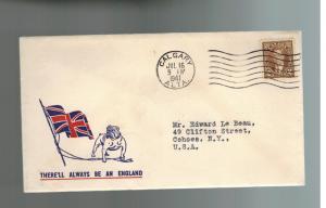 1941 Calgary Canada Patriotic war cover to USA There'll Always Be an England