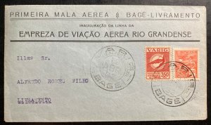 1932 Bage Brazil Airmail First Flight cover FFC to Livramento Varig Airways